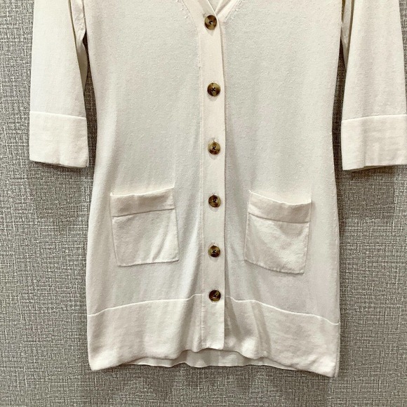 Silk Cashmere Blend Banana Republic Ivory Cardigan Sweater XS - Picture 2 of 6